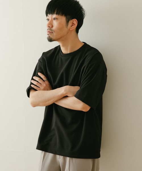 ITEMS URBANRESEARCH（アイテムズ アーバンリサーチ）の「『UR TECH ひやサラクール』 Air Dry ライトポンチ トップス（Tシャツ/カットソー・メンズ・ブラック/ブラウン/グレー系その他・MEDIUM/LARGE）」の6枚目の写真