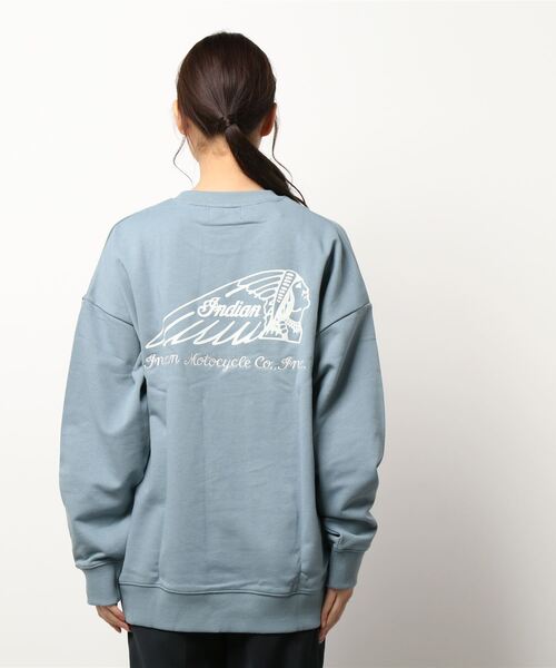 INDIAN(インディアン)の「《INDIAN》刺繍+フロッキー オーバーサイズトレーナー(スウェット・レディース・ブラック/オフホワイト/グリーン/ブルーグレー/グレイッシュベージュ・LARGE/MEDIUM/X-LARGE)」の6枚目の写真
