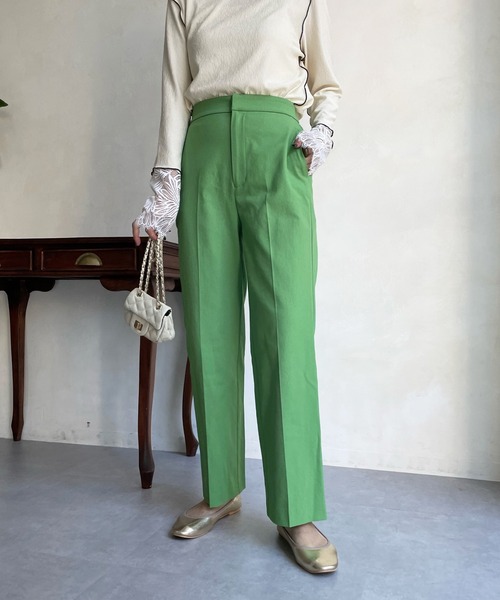 DouDou（ドゥドゥ）の「【新色追加】シェルタリングストレートパンツ（その他パンツ・レディース・ベージュ/ピンク/イエロー/レモンイエロー/グリーン/ブラック/ホワイト/オレンジ・36/38）」の4枚目の写真