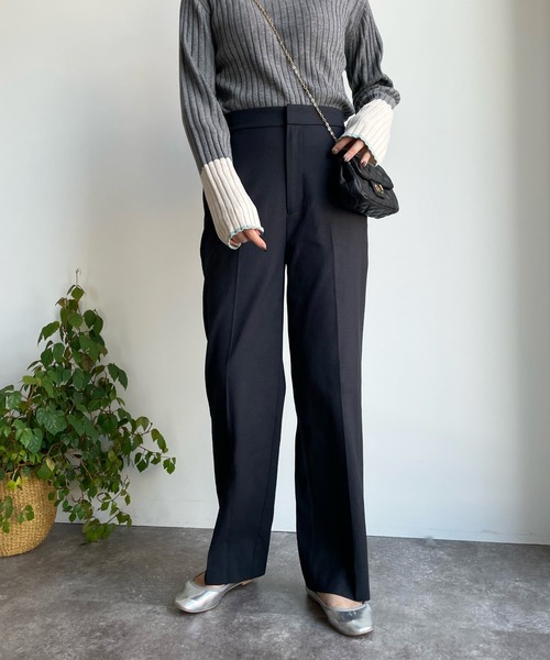 DouDou（ドゥドゥ）の「【新色追加】シェルタリングストレートパンツ（その他パンツ・レディース・ベージュ/ピンク/イエロー/レモンイエロー/グリーン/ブラック/ホワイト/オレンジ・36/38）」の2枚目の写真