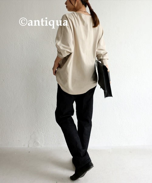antiqua(アンティカ)の「ドルマンボートネックトップス(Tシャツ/カットソー・レディース・ブラック/ピンク/イエロー/サンドベージュ/ホワイト系その他・FREE)」の21枚目の写真