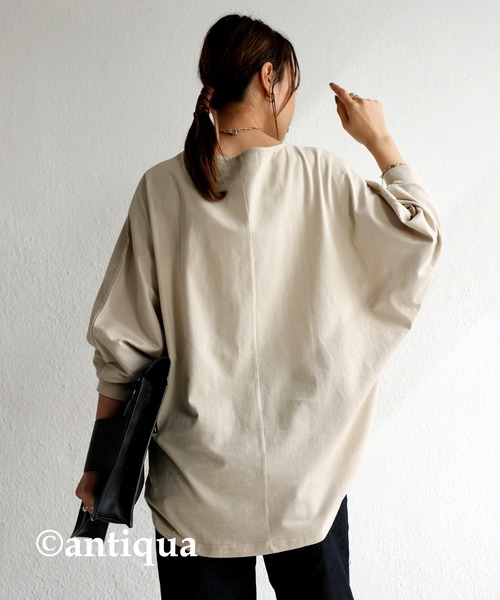 antiqua(アンティカ)の「ドルマンボートネックトップス(Tシャツ/カットソー・レディース・ブラック/ピンク/イエロー/サンドベージュ/ホワイト系その他・FREE)」の19枚目の写真
