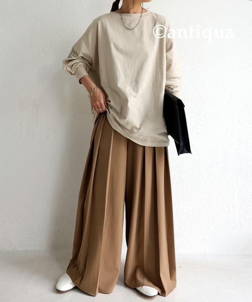 antiqua(アンティカ)の「ドルマンボートネックトップス(Tシャツ/カットソー・レディース・ブラック/ピンク/イエロー/サンドベージュ/ホワイト系その他・FREE)」の18枚目の写真