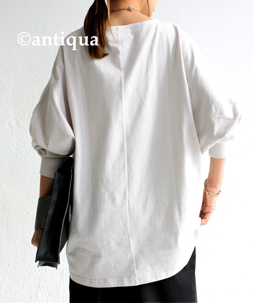 antiqua(アンティカ)の「ドルマンボートネックトップス(Tシャツ/カットソー・レディース・ブラック/ピンク/イエロー/サンドベージュ/ホワイト系その他・FREE)」の9枚目の写真