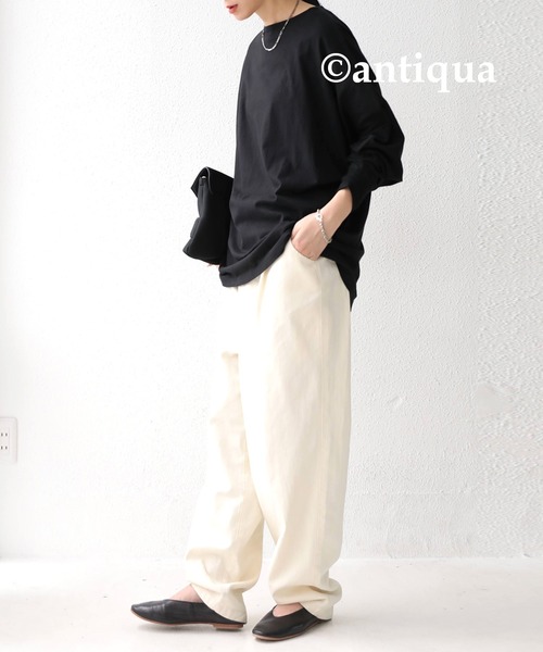 antiqua(アンティカ)の「ドルマンボートネックトップス(Tシャツ/カットソー・レディース・ブラック/ピンク/イエロー/サンドベージュ/ホワイト系その他・FREE)」の12枚目の写真