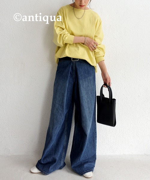 antiqua(アンティカ)の「ドルマンボートネックトップス(Tシャツ/カットソー・レディース・ブラック/ピンク/イエロー/サンドベージュ/ホワイト系その他・FREE)」の22枚目の写真