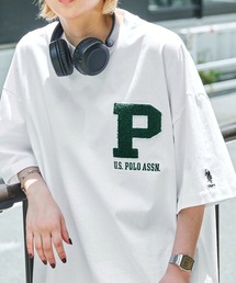 U.S. POLO ASSN. /ユーエスポロアッスン 別注 カレッジロゴ刺繍 ビッグシルエットカットソー 半袖Tシャツ
