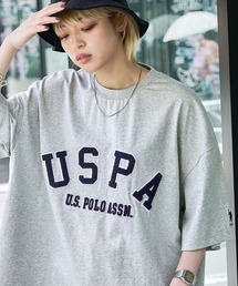 U.S. POLO ASSN. /ユーエスポロアッスン 別注 カレッジロゴ刺繍 ビッグシルエットカットソー 半袖Tシャツ
