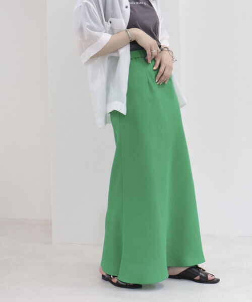 fredy emue（フレディエミュ）の「リネンライク マーメイドスカート（スカート・レディース・ブラック/ピンク/グリーン・38/36）」の3枚目の写真