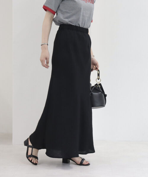 fredy emue（フレディエミュ）の「リネンライク マーメイドスカート（スカート・レディース・ブラック/ピンク/グリーン・38/36）」の4枚目の写真