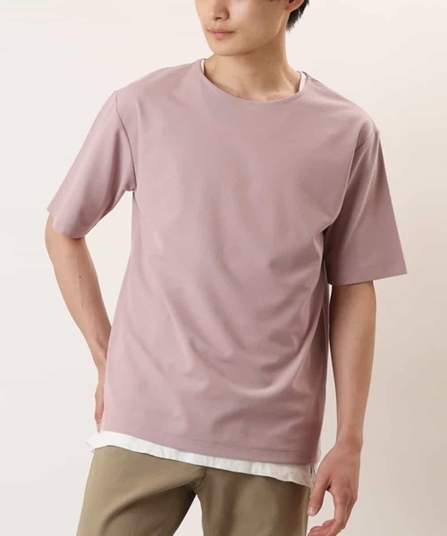 a.v.v（アーヴェヴェ）の「【S-XXL/2SET】サカリバレイヤードカットソー（アンサンブル・メンズ・ライトグレー/ピンク/ライトブルー/ネイビー/ミント/モカ・44/46/48/50/52）」の6枚目の写真