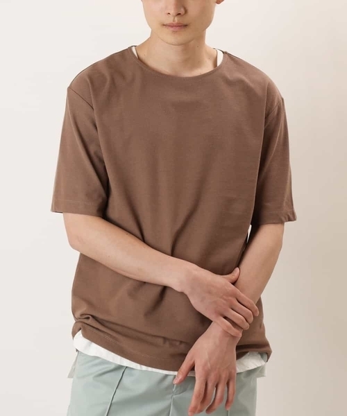 a.v.v（アーヴェヴェ）の「【S-XXL/2SET】サカリバレイヤードカットソー（アンサンブル・メンズ・ライトグレー/ピンク/ライトブルー/ネイビー/ミント/モカ・44/46/48/50/52）」の3枚目の写真