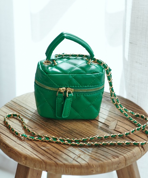 Lamoa（ラモア）の「Lamoa/チェーンストラップ キルティング ミニショルダーバック（ショルダーバッグ・レディース・ホワイト/ブラック/ベージュ/ブラウン/グリーン・FREE）」の9枚目の写真