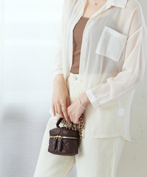 Lamoa（ラモア）の「Lamoa/チェーンストラップ キルティング ミニショルダーバック（ショルダーバッグ・レディース・ホワイト/ブラック/ベージュ/ブラウン/グリーン・FREE）」の10枚目の写真