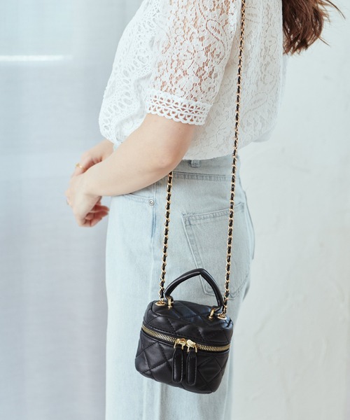 Lamoa（ラモア）の「Lamoa/チェーンストラップ キルティング ミニショルダーバック（ショルダーバッグ・レディース・ホワイト/ブラック/ベージュ/ブラウン/グリーン・FREE）」の12枚目の写真