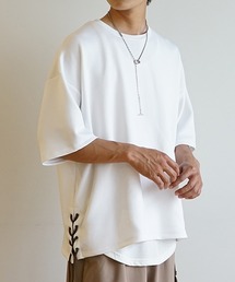 MinoriTY | Tシャツ ポンチレースアップ カットソー 半袖/5分袖 接触冷感 夏服(Tシャツ/カットソー)