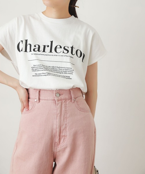 SENSE OF PLACE by URBAN RESEARCH（センスオブプレイスバイアーバンリサーチ）の「グラフィックフレンチスリーブトップ（Tシャツ/カットソー・レディース・ホワイト系その他/ブラック系その他/グリーン系その他/ピンク系その他・ONE）」の2枚目の写真