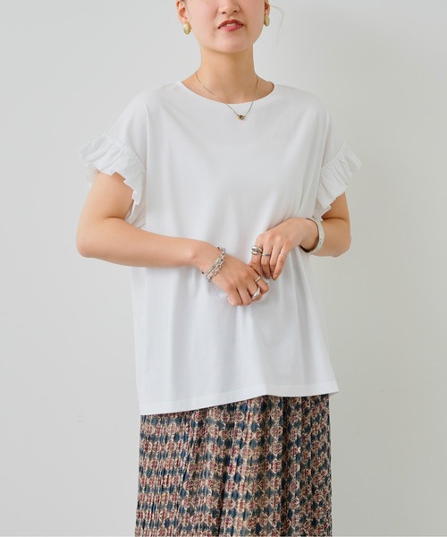 Chez toi(シェトワ)の「袖フリルカットプルオーバー(Tシャツ/カットソー・レディース・ブラック/オフホワイト/イエロー/オレンジ・FREE)」の2枚目の写真