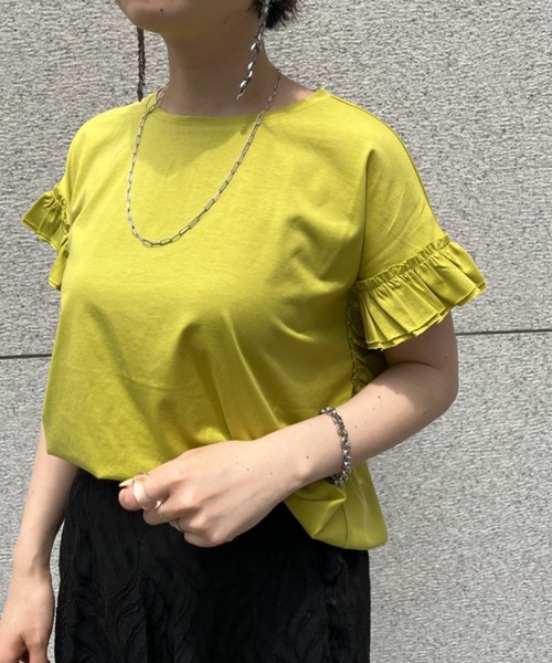 Chez toi(シェトワ)の「袖フリルカットプルオーバー(Tシャツ/カットソー・レディース・ブラック/オフホワイト/イエロー/オレンジ・FREE)」の12枚目の写真