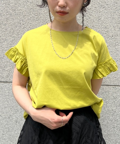 Chez toi(シェトワ)の「袖フリルカットプルオーバー(Tシャツ/カットソー・レディース・ブラック/オフホワイト/イエロー/オレンジ・FREE)」の11枚目の写真