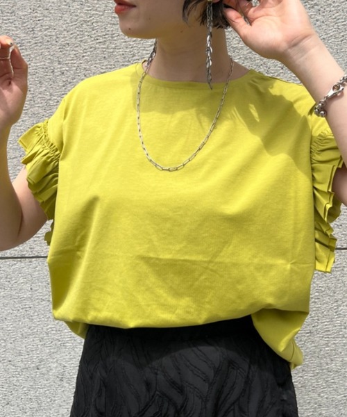 Chez toi(シェトワ)の「袖フリルカットプルオーバー(Tシャツ/カットソー・レディース・ブラック/オフホワイト/イエロー/オレンジ・FREE)」の14枚目の写真