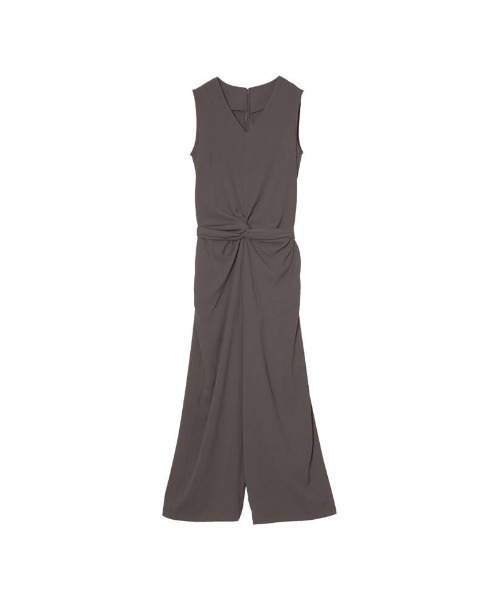 Re:EDIT（リエディ）の「[低身長/高身長サイズ有][洗濯機で洗える]ウエストリボンノースリーブオールインワン（つなぎ/オールインワン・レディース・ブラック/ブルー/グレイッシュベージュ/チャコール/ピンク/モカ・MEDIUM/SHORT/TALL/LARGE）」の3枚目の写真