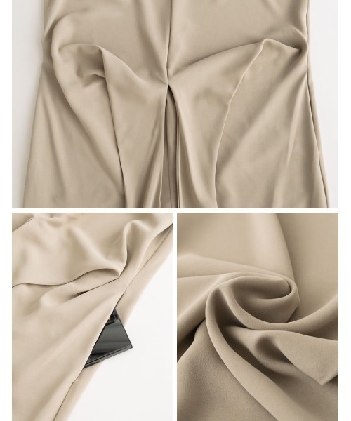 Re:EDIT（リエディ）の「[低身長/高身長サイズ有][洗濯機で洗える]ウエストリボンノースリーブオールインワン（つなぎ/オールインワン・レディース・ブラック/ブルー/グレイッシュベージュ/チャコール/ピンク/モカ・MEDIUM/SHORT/TALL/LARGE）」の9枚目の写真