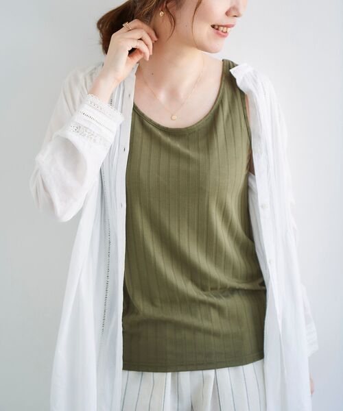 le.coeur blanc（ルクールブラン）の「ワイドリブバックスロスタンクトップ（タンクトップ・レディース・グレイッシュベージュ/ブラウン/カーキオリーブ/ブラック・38）」の12枚目の写真