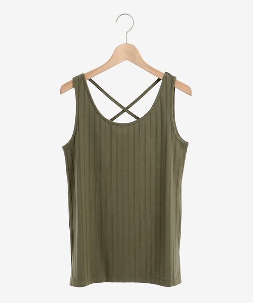 le.coeur blanc（ルクールブラン）の「ワイドリブバックスロスタンクトップ（タンクトップ・レディース・グレイッシュベージュ/ブラウン/カーキオリーブ/ブラック・38）」の8枚目の写真