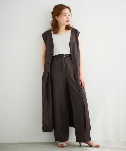 le.coeur blanc（ルクールブラン）の「ワイドリブバックスロスタンクトップ（タンクトップ・レディース・グレイッシュベージュ/ブラウン/カーキオリーブ/ブラック・38）」の11枚目の写真