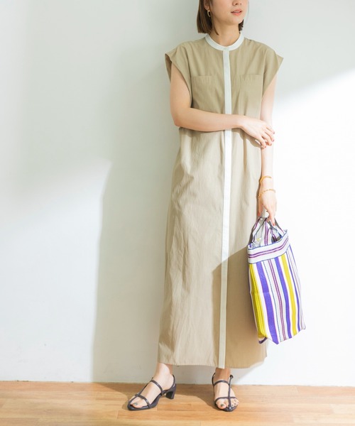 URBAN RESEARCH(アーバンリサーチ)の「バンドカラー配色シャツワンピース(ワンピース・レディース・ベージュ/ネイビー・36/38)」の21枚目の写真