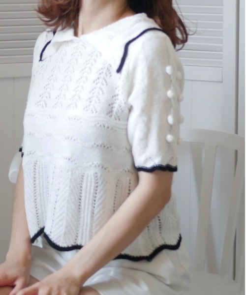 -Myme- Heart be to.（マイミーハートビート）の「popcorn puff knit / ポップコーンパフニット（ニット/セーター・レディース・ブラック/アイボリー・FREE）」の4枚目の写真