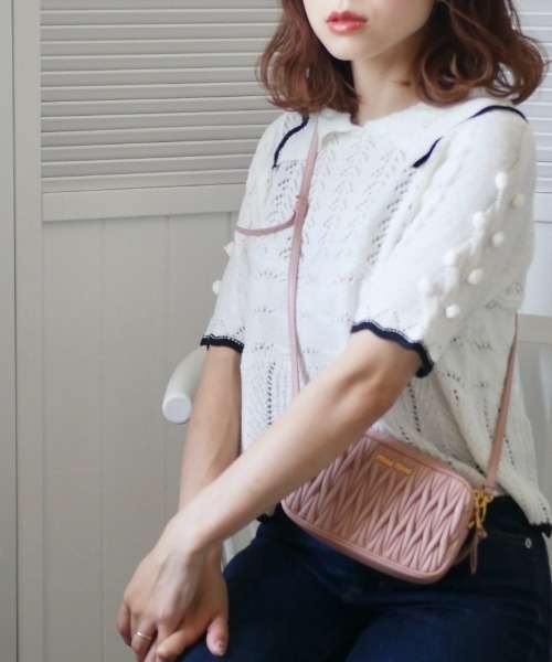 -Myme- Heart be to.（マイミーハートビート）の「popcorn puff knit / ポップコーンパフニット（ニット/セーター・レディース・ブラック/アイボリー・FREE）」の6枚目の写真