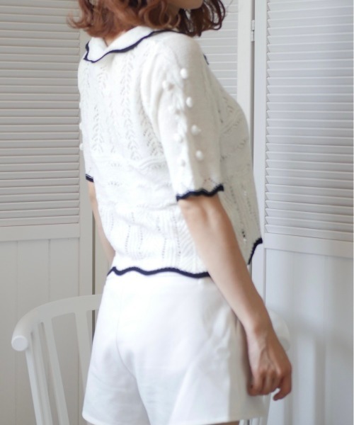 -Myme- Heart be to.（マイミーハートビート）の「popcorn puff knit / ポップコーンパフニット（ニット/セーター・レディース・ブラック/アイボリー・FREE）」の7枚目の写真