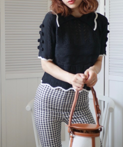 -Myme- Heart be to.（マイミーハートビート）の「popcorn puff knit / ポップコーンパフニット（ニット/セーター・レディース・ブラック/アイボリー・FREE）」の12枚目の写真