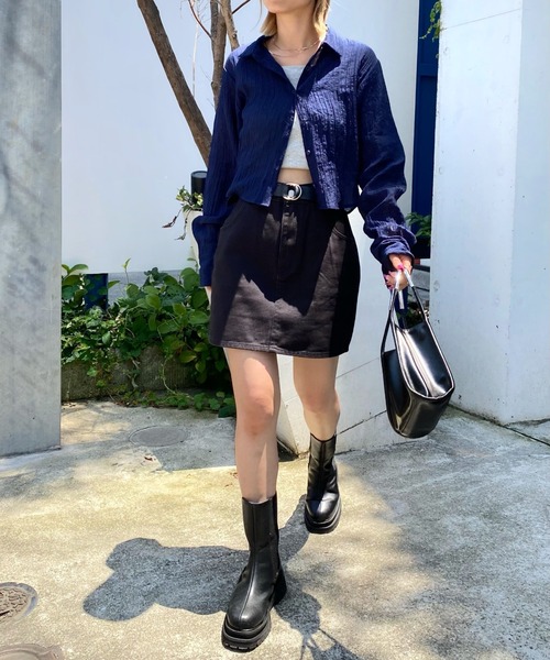 WHO'S WHO gallery（フーズフーギャラリー）の「クリンクルショートシャツ（シャツ/ブラウス・レディース・ブラック/ネイビー/ブラウン・FREE）」の11枚目の写真