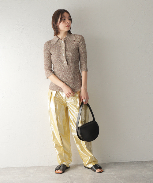 TELA（テラ）の「【TELA /テラ】ラメパンツ（その他パンツ・レディース・ゴールド・40/42）」の2枚目の写真