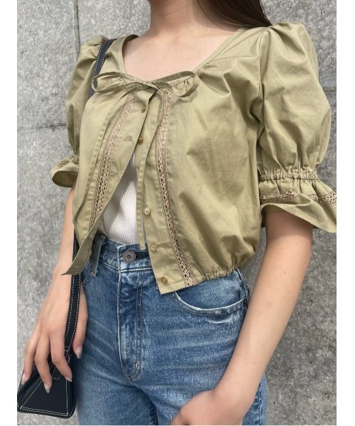 MOUSSY(マウジー)の「CROPPED ブラウス(シャツ/ブラウス・レディース・ホワイト/ブラック/ライトベージュ/レッド・FREE)」の21枚目の写真