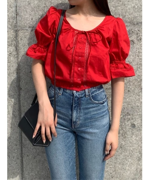 MOUSSY(マウジー)の「CROPPED ブラウス(シャツ/ブラウス・レディース・ホワイト/ブラック/ライトベージュ/レッド・FREE)」の22枚目の写真