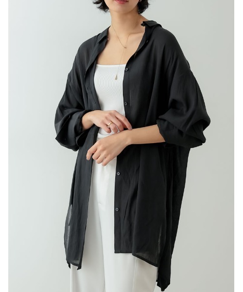 [低身長サイズ有]シアーオーバーシャツチュニック