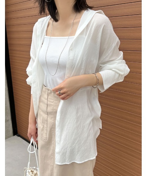 [低身長サイズ有]シアーオーバーシャツチュニック