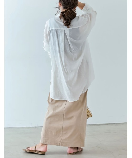 [低身長サイズ有]シアーオーバーシャツチュニック