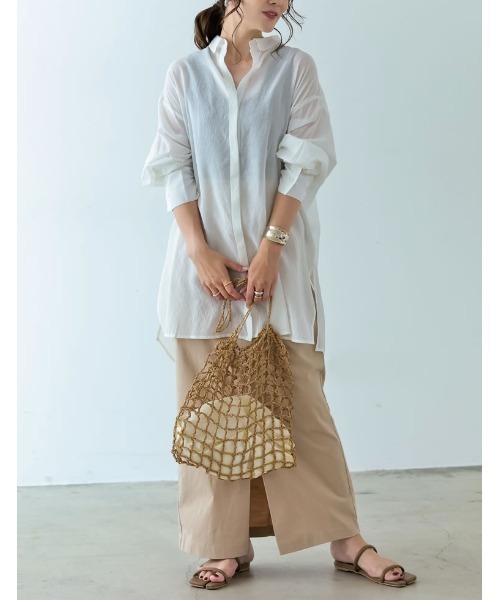 [低身長サイズ有]シアーオーバーシャツチュニック