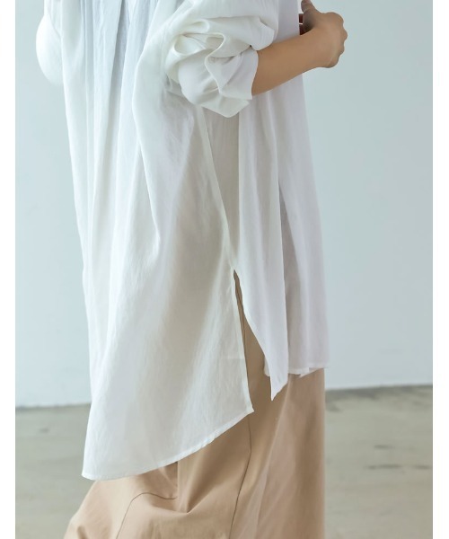 [低身長サイズ有]シアーオーバーシャツチュニック