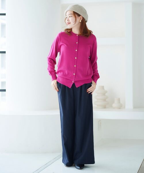 le.coeur blanc（ルクールブラン）の「ウォッシャブルウールクルーネックカーディガン（カーディガン/ボレロ・レディース・オフホワイト/ピンク/ブルー/ブラック・38）」の13枚目の写真