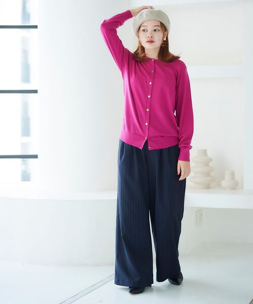 le.coeur blanc（ルクールブラン）の「ウォッシャブルウールクルーネックカーディガン（カーディガン/ボレロ・レディース・オフホワイト/ピンク/ブルー/ブラック・38）」の18枚目の写真