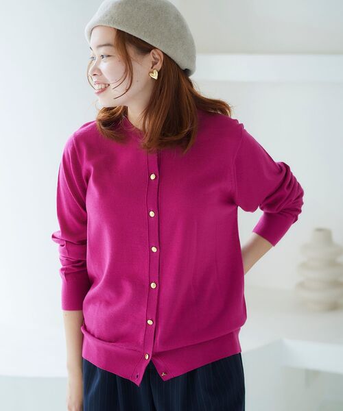 le.coeur blanc（ルクールブラン）の「ウォッシャブルウールクルーネックカーディガン（カーディガン/ボレロ・レディース・オフホワイト/ピンク/ブルー/ブラック・38）」の10枚目の写真