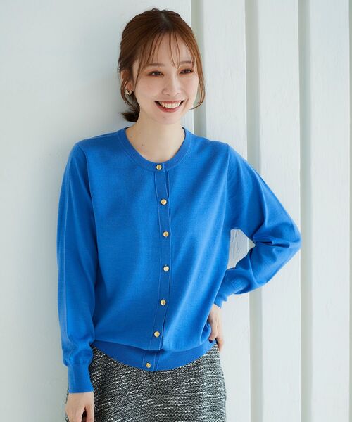 le.coeur blanc（ルクールブラン）の「ウォッシャブルウールクルーネックカーディガン（カーディガン/ボレロ・レディース・オフホワイト/ピンク/ブルー/ブラック・38）」の7枚目の写真