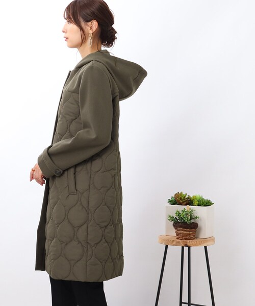 DRESKIP（ドレスキップ）の「◆【吸湿発熱/２WAY】大人な優しさ漂う 中綿異素材 キルティングコート（その他アウター・レディース・ブラック/カーキ/ベージュ・02/03/04）」の6枚目の写真