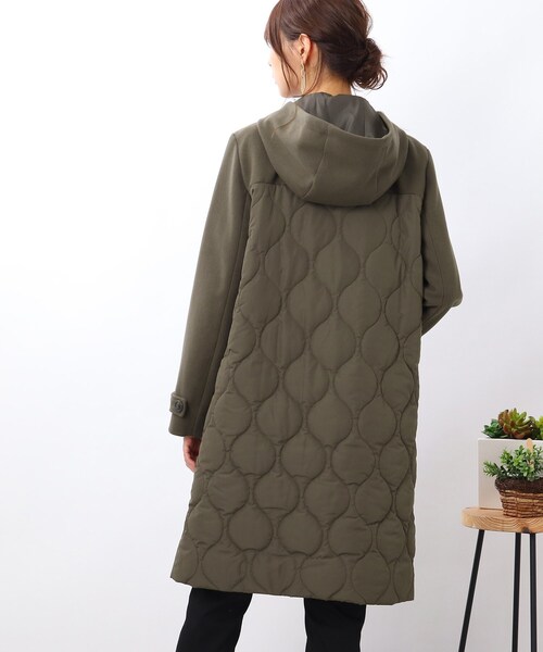 DRESKIP（ドレスキップ）の「◆【吸湿発熱/２WAY】大人な優しさ漂う 中綿異素材 キルティングコート（その他アウター・レディース・ブラック/カーキ/ベージュ・02/03/04）」の7枚目の写真